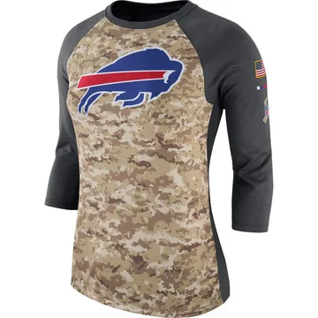 Women's Buffalo Bills Legend Camo/Charcoal Salute to Service 2017 Three-Quarter Raglan Sleeve T-Shirt