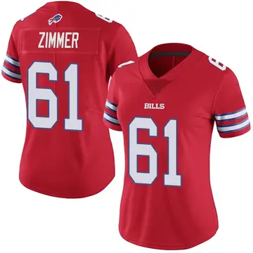 Women's Justin Zimmer Buffalo Bills Limited Red Color Rush Vapor Untouchable Jersey