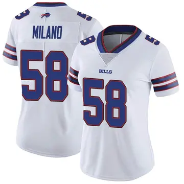 Women's Matt Milano Buffalo Bills Limited White Color Rush Vapor Untouchable Jersey